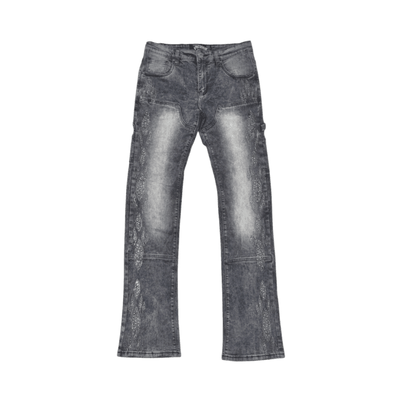Vicious Denim "Grey Carpenter Rhinestone"