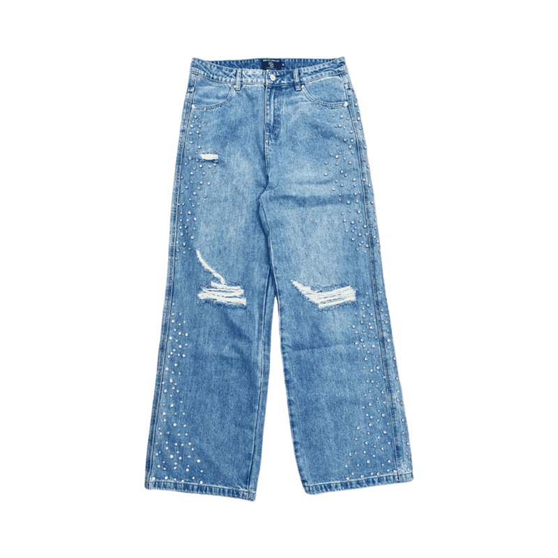 Mixed Emotions "Baggy Blue Rhineston Jean"