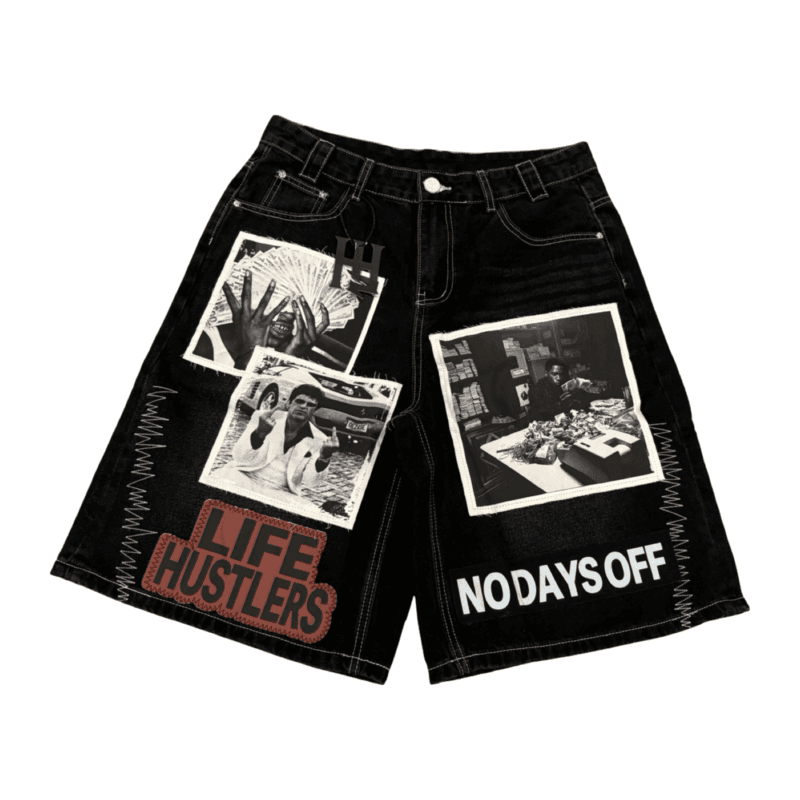 Life Hustlers "No Days Off Denim Shorts"